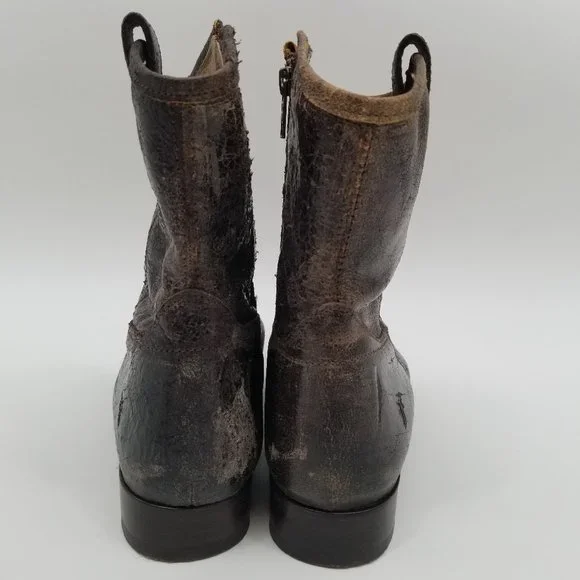 FRYE | Melissa Button Ankle Booties w/ Crackle Leather - 11B - Picture 4 of 13